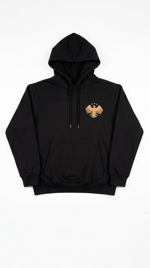 "Syrian Arab Republic" Emblem Hoodie – Black & Gold
